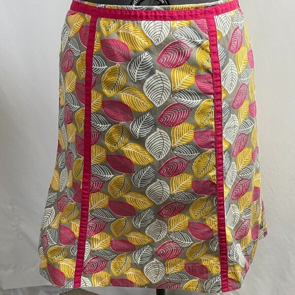 Boden Pink Gray Yellow Leaf Print Skirt - Picture 1 of 11